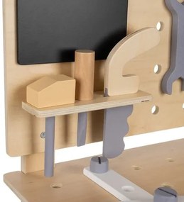 Дървена работна маса с инструменти за малки майстори