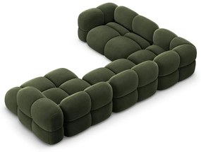 Зелен кадифен ъглов диван (ляв ъгъл/U форма) Loretto – Cosmopolitan Design