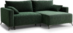 Тъмнозелен шенилов сгъваем/с място за съхранение ъглов диван (десен ъгъл) Leon – Maison de Rêve