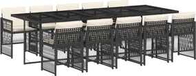 3210930 vidaXL Градински комплект с възглавници 11 части полиратан черен