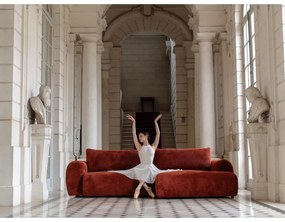 Разтегателен ъглов диван от рипсено кадифе в тухлен цвят (десен ъгъл) Lucien – Bobochic Paris