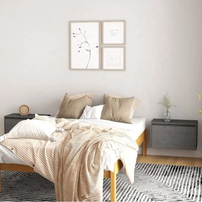 813450 vidaXL Стенни шкафове, 2 бр, сиви, 60x30x35 см, бор масив