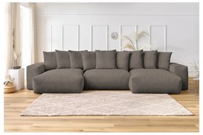 Сиво-кафяв ъглов диван от рипсено кадифе Voltaire – Bobochic Paris