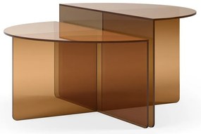 Кафяви стъклени кръгли масички за кафе в комплект 2 бр. ø 80 cm Velta – MOME