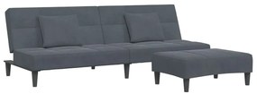 3258111 vidaXL 2-местно разтегателно канапе с табуретка, тъмносиво, кадифе