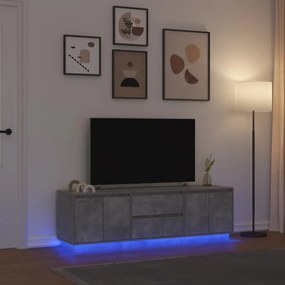 3328429 vidaXL ТВ шкаф с LED осветление, бетонно сив, 160,5x41x50 см