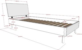 Единично легло 90x200 cm от масивен дъб с включена подматрачна рамка в естествен цвят Forrest – Vipack