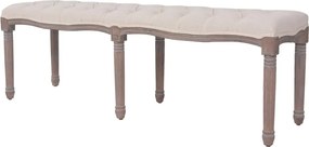 245361 vidaXL Пейка, лен и дървен масив, 150x40x48 см, кремаво бяла