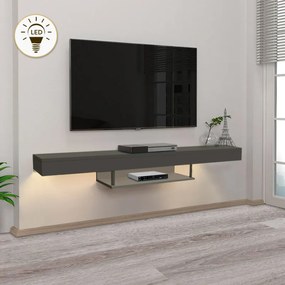 Albares TopMebel меламинов стенен ТВ шкаф с LED осветление в антрацит цвят 150x29.6x22cm.