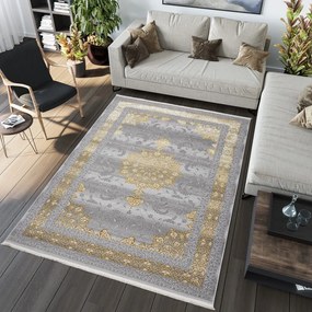Ексклузивен сив килим със златиста ориенталска шарка Ширина: 140 см | Дължина: 200 см