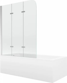Mexen Cubik правоъгълна вана 170 x 70 cm с корпус и 3-крилен параван 120 cm,