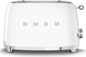 Тостер за хляб SMEG 50's Style TSF01WHEU, 950W, 2 филии, 6 нива, Тавичка за трохи, Вграден кабел, Неръждаема стомана, Бял