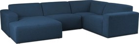 Тъмносин ъглов диван от букле ("U" форма) Roxy – Scandic