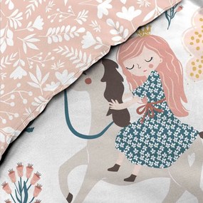 Бяло/розово единично памучно детско спално бельо 140x200 cm Lilibelle – douceur d'intérieur