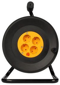 Удължител с макара Muhler 1006184, 3200W, 4 гнезда, 15 м, H05VV-F, IP20, Детска защита, Черен