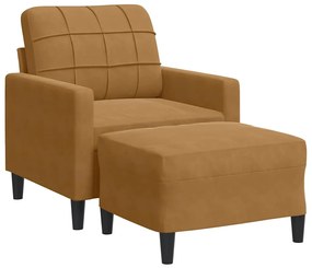 3278264 vidaXL Кресло с табуретка, кафяво, 60 см, кадифе