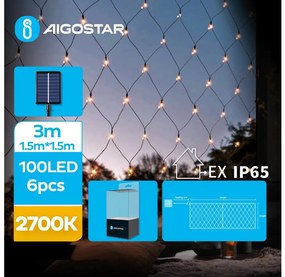 Aigostar - LED соларни коледни лампички 100xLED/8 функции 4,5x1,5 м IP65 топло бял