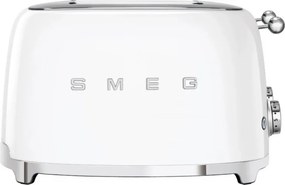 Тостер за хляб SMEG 50's Style TSF03WHEU, 2000W, 4 филии, 6 нива, Тавичка за трохи, Вграден кабел, Неръждаема стомана, Бял