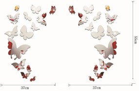 Комплект от 28 огледални стикера с пеперуди - Ambiance