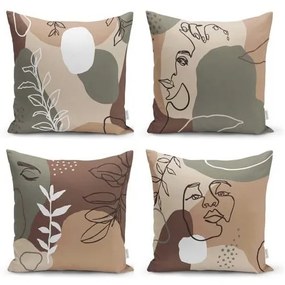 Комплект от 4 калъфки за възглавници Drawing Face, 43 x 43 cm - Minimalist Cushion Covers