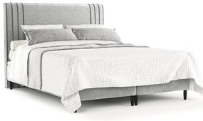 Сиво тапицирано двойно легло с място за съхранение 140x200 cm Musca – Maison de Rêve