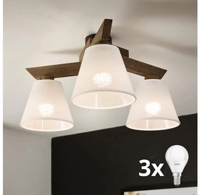 Brilagi - LED плафониера ANTHONY 3xE14/40W/230V дъб/орех/бяла