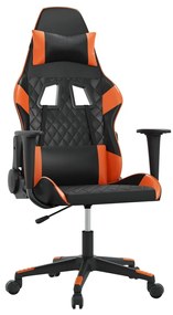 3143759 vidaXL Гейминг стол, черно и оранжево, изкуствена кожа