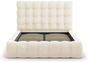 Бежово тапицирано двойно легло с място за съхранение и решетка 160x200 cm Bali - Cosmopolitan Design
