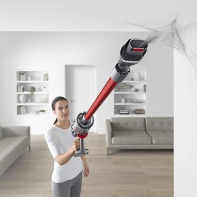 Вертикална прахосмукачка Dyson V10 Origin 394464-01, 525W, 151AW, 0.76l, 125000 об/мин, 60 мин, 3 режима, Motorbar четка, Никел/червен