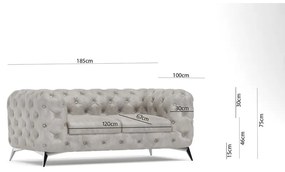 Светлосив кадифен диван 185 cm Chelsea – Ropez