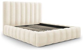 Бежово тапицирано двойно легло с място за съхранение 180x200 cm Kelp - Micadoni Home