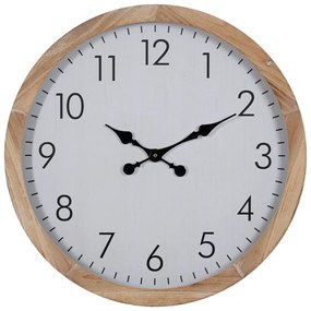 Стенен часовник Бял Дървен 60 x 60 x 6,5 cm