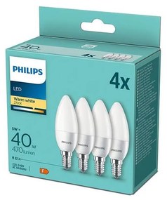 К-кт 4 бр. LED крушки Philips B35 E14/5W/230V 2700K
