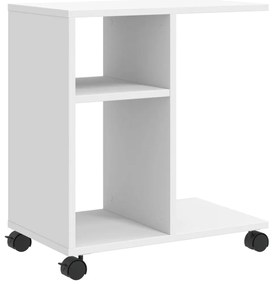 840569 vidaXL Помощна маса с колелца бяла 50x30x55 см инженерно дърво