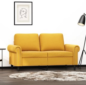 349153 vidaXL 2-местен диван, жълт, 120 см, кадифе