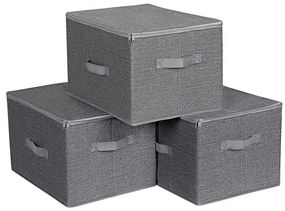 Комплект от 3 кутии за съхранение с цип CURAN, сиви