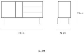 Тъмно сив нисък скрин с чекмеджета 137x76 cm Corvo - Teulat