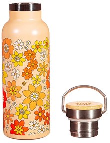 Оранжево бебешко шише от неръждаема стомана 500 ml 70s Floral - Sass &amp; Belle
