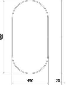 Mexen Loft овално огледало за баня 90 x 45 см, черна рамка - 9851-090-045-000-70