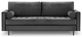 Тъмно сив диван от кадифе , 219 см Santo - Milo Casa
