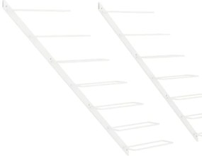 340898 vidaXL Стойки за вино за стенен монтаж за 7 бутилки 2 бр бели метални