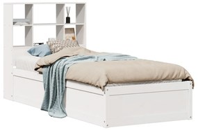 3323477 vidaXL Рамка за легло без матрак, бял, 90x190 см, борово дърво масив