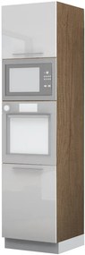 Висок подов шкаф за фурна Raval K23-60-RM-Walnut - White glossy