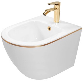 Комплект тоалетна чиния Rea WC CARLO Mini Flat + bidet CARLO Mini White Gold Edge