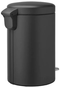 Кош за боклук с педал Brabantia NewIcon 649741, 12 л, Плавно затваряне, Противоплъзгаща основа, Минерално покритие, Тъмносив