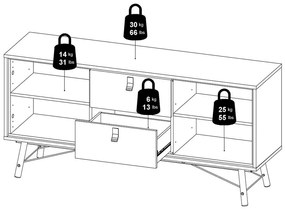 Скрин от дъбов декор в естествен цвят 150x72x40 cm Ry – Tvilum