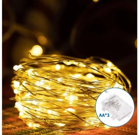 Aigostar LED външен коледен гирлянд 100 LED, 8 функции, 10,3 м, IP44, топло бяло