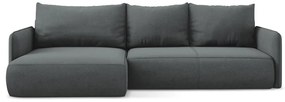Сив разтегателен ъглов диван с място за съхранение (ляв ъгъл) Nanea – Makamii