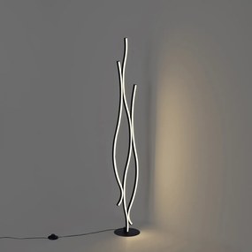 Дизайнерска подова лампа черна вкл. LED димируема - Ying