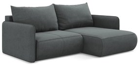 Сив разтегателен ъглов диван с място за съхранение (десен ъгъл) Nanea – Makamii
